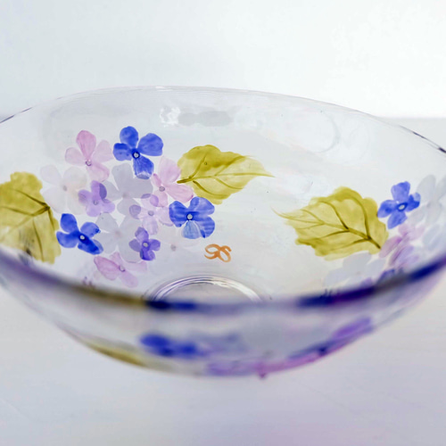 紫陽花アジサイあじさい】ガラスの抹茶碗｜母の日ギフト・父の日ギフト