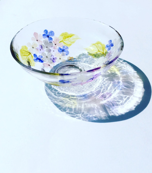 紫陽花アジサイあじさい】ガラスの抹茶碗｜母の日ギフト・父の日