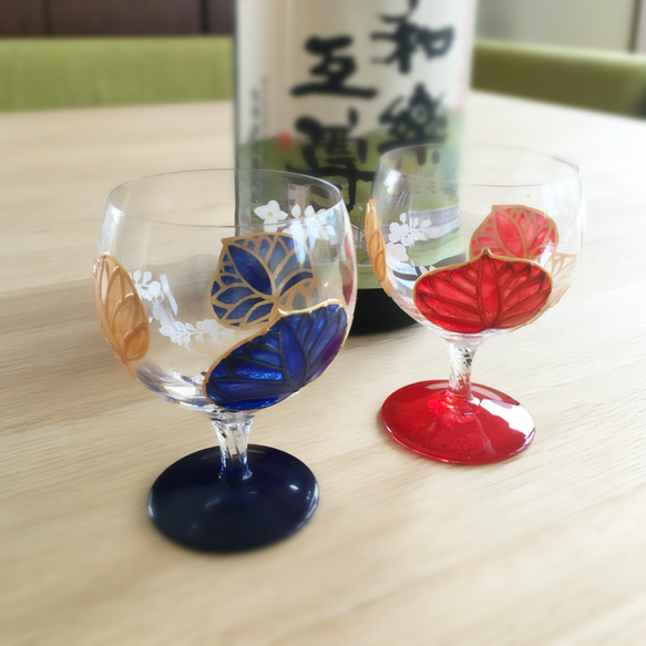 再販【葵】赤あおい日本酒グラス　ガラスのお猪口母の日ギフト・父の日ギフト・還暦祝い・退職祝い・新居祝い・誕生日プレゼント 9枚目の画像