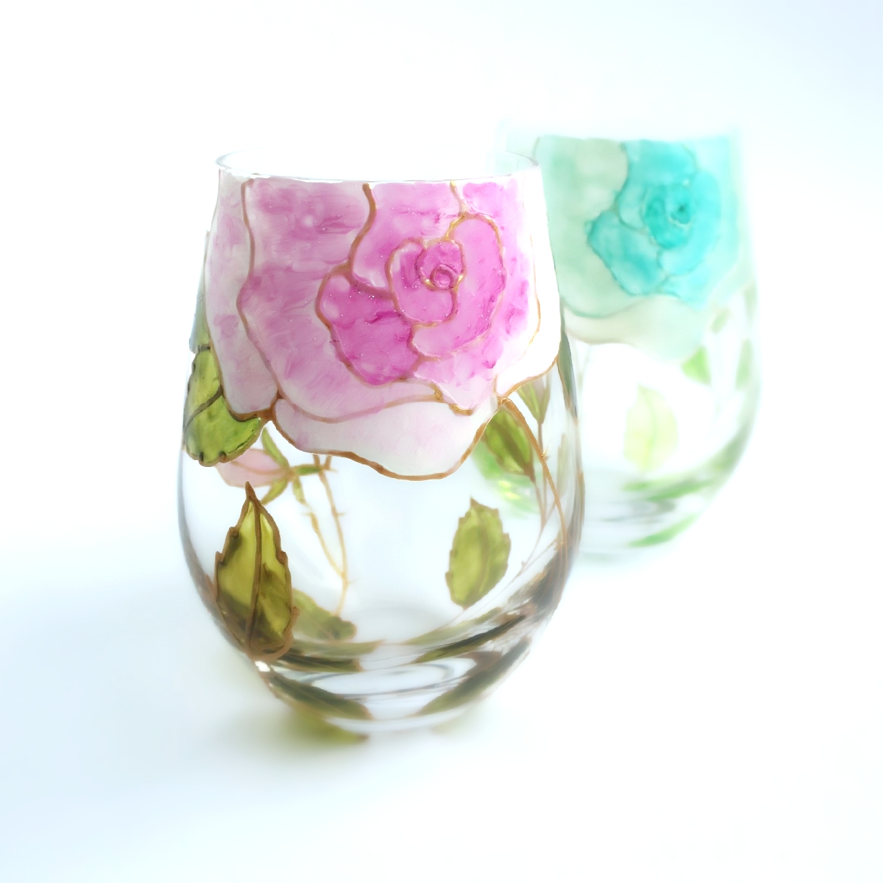 【母の日ギフト】ピンクローズグラス1つ｜両親へのプレゼント・両親贈呈品・還暦祝い・退職祝い・誕生日プレゼント・名入れ