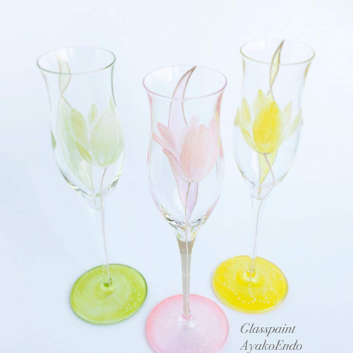 チューリップ】春の花シャンパングラス1個/母の日ギフト・父の日・両親 