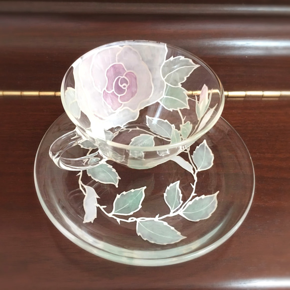 母の日ギフト》花咲くハリオの名入れティーカップ1つ【バラ 母の日ギフト》花咲くハリオの名入れティーカップ1つ【バラ