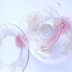 [母親節禮物] Creema Limited [Rose] 玫瑰玻璃名字茶具 (1 杯托 &amp; 1 盤) 60 歲生日慶祝 第5張的照片