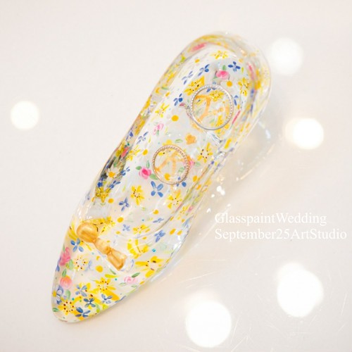 オリジナル】オリジナルデザイン クリスタルガラスの靴（手描きガラス