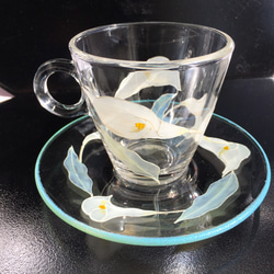 [預訂] [母親節禮物] 綻放的茶杯 [顏色] 寫有名字的玻璃咖啡杯和碟子 | 結婚禮物/60歲生日禮物 第8張的照片