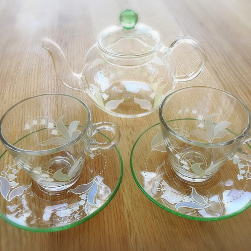 Creema限定【鈴蘭すずらんスズラン】耐熱ガラスのティーセット｜母の日