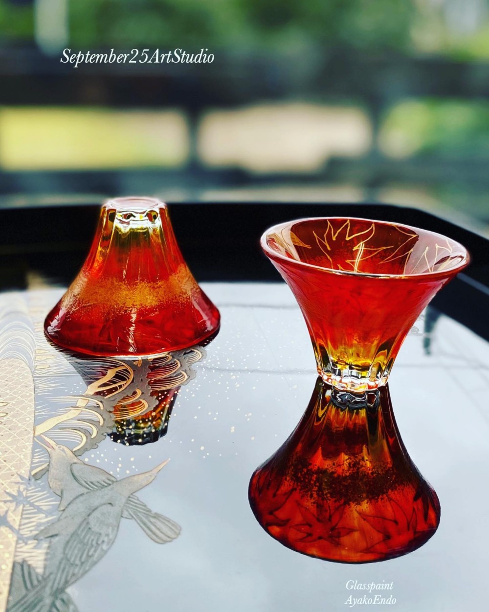 ✨特集掲載✨【秋　富士山】紅葉　おちょこ・日本酒グラス1つ｜敬老の日・両親贈呈品・結婚祝い・誕生日・還暦祝い