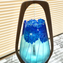 “母親節禮物”限1件【藍色大麗花】燭台（在迪拜一家室內店購買的玻璃） 第1張的照片