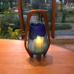 “母親節禮物”限1件【藍色大麗花】燭台（在迪拜一家室內店購買的玻璃） 第3張的照片