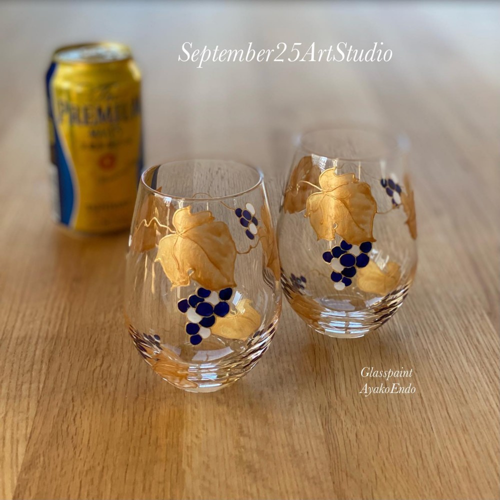 ✨特集掲載✨《Creema限定》金青葡萄ブドウぶどうフリーグラス・ビアグラス・ビールグラス｜誕生日プレゼント・退職祝い