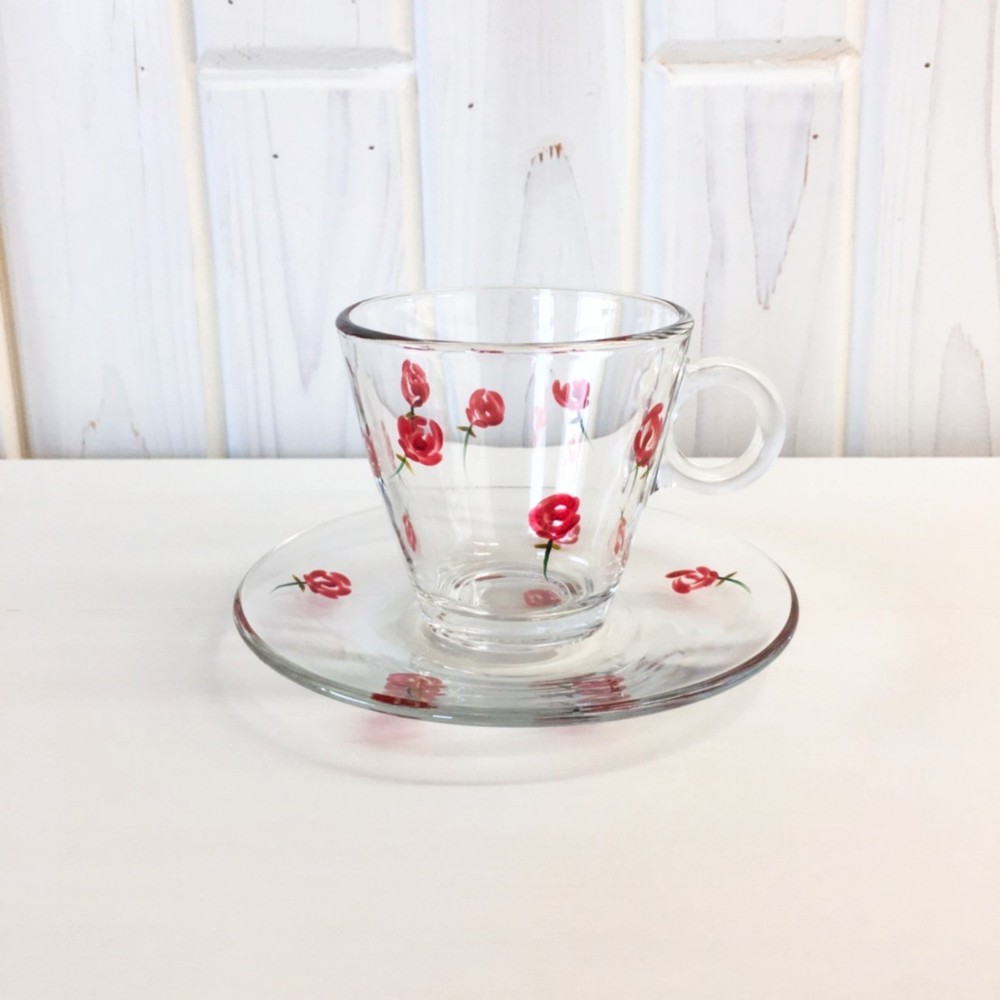 《母の日ギフト》Creema限定【プチローズ赤】バラティーカップコーヒーカップ｜還暦祝い誕生日プレゼント