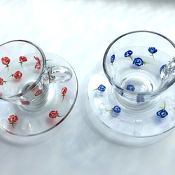 Creema限定【結婚禮物】【小玫瑰紅藍】玫瑰名字茶杯與咖啡杯2個 第3張的照片