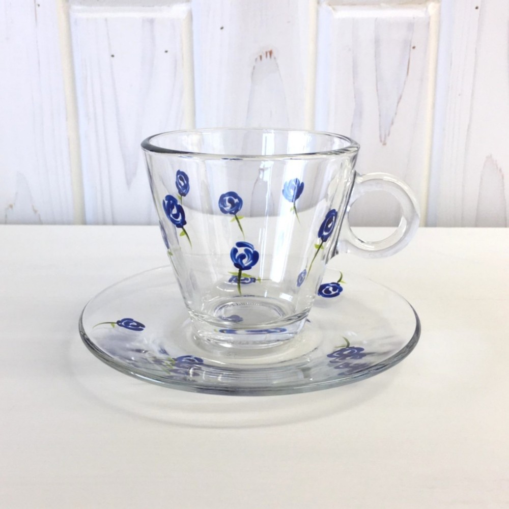 《母の日ギフト》Creema限定【花咲くカップ】青バラティーカップローズコーヒーカップ｜誕生日プレゼント