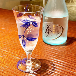 Creema Limited [Blue Leaf] Named Sake Pair Glass | 父親節禮物，結婚禮物，父母 第3張的照片