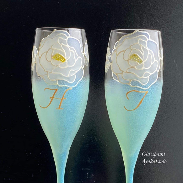 Creema Limited【白玫瑰】翠綠雙色香檳酒杯|結婚禮物/親子禮物 第2張的照片