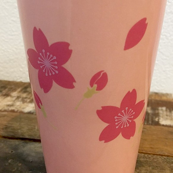 桜咲く タンブラー ★ さくら サーモンピンク シンプル 220ml トールカップ 母の日 4枚目の画像