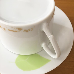 きのこ コーヒー・ティー兼用カップ＆ソーサー  ★ 白磁 レンジ可 昭和レトロ 5枚目の画像