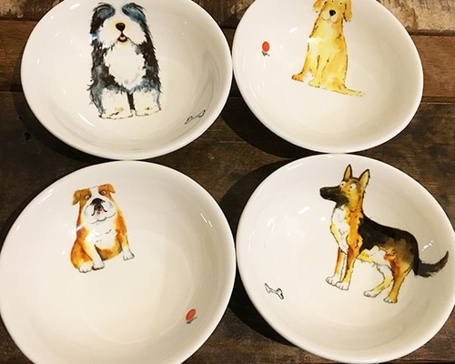 色々わんこ 皿 小ボウル Cタイプ☆ 犬 トリーツ 薬味 餃子 9.5cm 入園