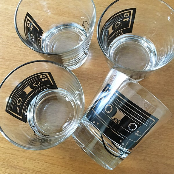 カセットテープ グラス ☆ ロックグラス ガラスコップ 大人向け 300ml