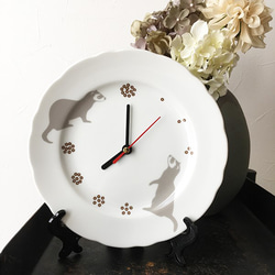 【再販不可】フェレット 白磁プレート 皿時計 ★ セーブル グレー 19cm 1枚目の画像