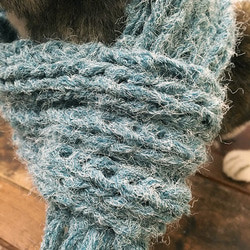フロスト 犬用マフラー ゴム編み ブルー★ 超小型犬用 防寒 犬服 ファッション 3枚目の画像