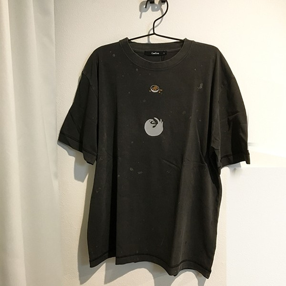 フェレット  ペイント風 Tシャツ /黒 ★ 半袖 夏 綿100% 1枚目の画像