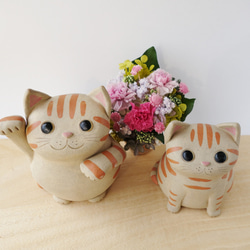 【ラッピング無料】猫に預貯金（招き猫・貯金箱・花器・置物） 5枚目の画像