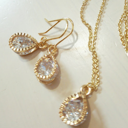 送料無料　K16gp　pierce&necklace　3set 2枚目の画像