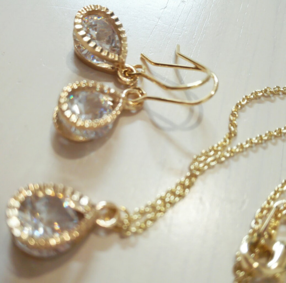送料無料　K16gp　pierce&necklace　3set 3枚目の画像