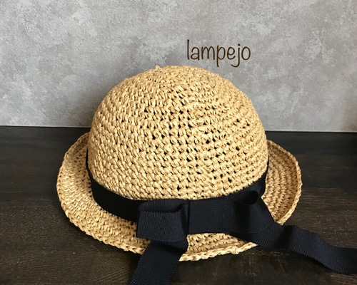 大きなリボンの麦わら帽子M 帽子(ベビー・キッズ) lampejo 通販