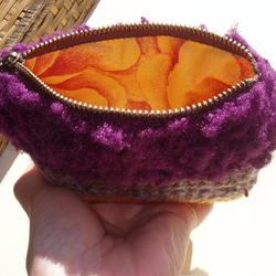 手編みのミニポーチ　～ちょっとオレンジ色～ 2枚目の画像