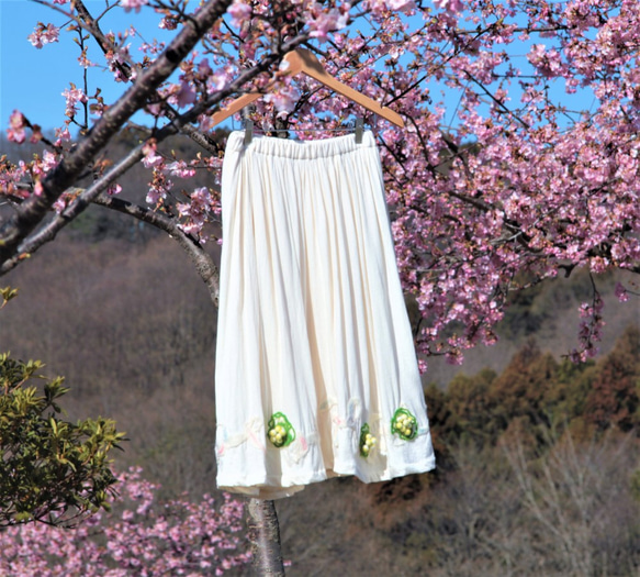 野に咲く春のギャザースカート【送料無料】 2枚目の画像