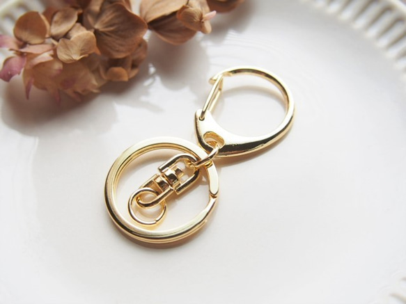 ☆送料込み☆4個 【 キーホルダーリング ゴールド ”サークル