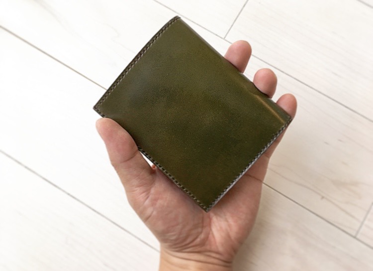 コードバン 二つ折り財布【グリーン／受注製作】