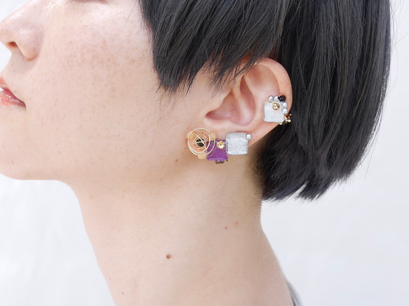 キャンディearcuff／silver×purple×orange／ 2枚目の画像