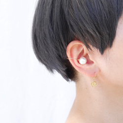 2way ring&earcuff、mayu イヤリング／ゴールド／送料無料 ケース付き／パールリング 小粒イヤリング 3枚目の画像