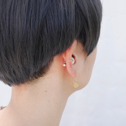 2way ring&earcuff、mayu イヤリング／ゴールド／送料無料 ケース付き／パールリング 小粒イヤリング 6枚目の画像