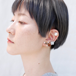 2way ring&earcuff、mayu イヤリング／ゴールド／送料無料 ケース付き／パールリング 小粒イヤリング 8枚目の画像