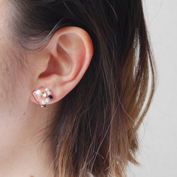 キャンディearcuff／white×pink／痛くないイヤリング　送料無料　ケース付 4枚目の画像