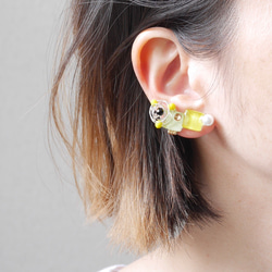 キャンディearcuff／yellow×lightgreen／痛くないイヤリング　レモンカラー 4枚目の画像