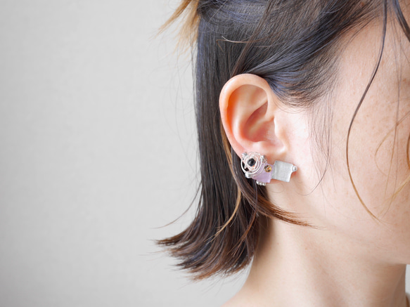 キャンディearcuff／silver×smoky purple／ケース付き ラベンダー　送料無料 4枚目の画像