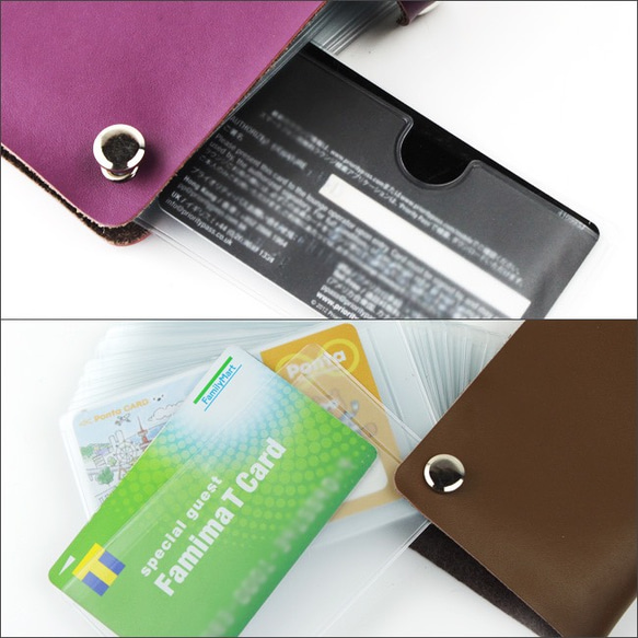 牛革 スライド式 30 ポケット カードケース  カードホルダー レディース レザー【再販】【 カラー：ブラック 】 3枚目の画像