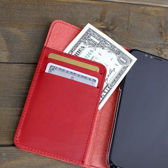 9色 ベルトレス ブッテーロ 革 イタリアンレザー スマホケース 手帳型 スマートフォンケース 最高級皮革 3枚目の画像