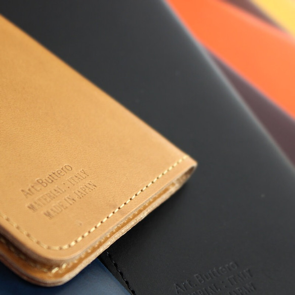 9色 ベルトレス ブッテーロ 革 イタリアンレザー スマホケース 手帳型 スマートフォンケース 最高級皮革 5枚目の画像