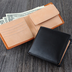 栃木レザー 二つ折財布 【カラー：レッド】 3枚目の画像