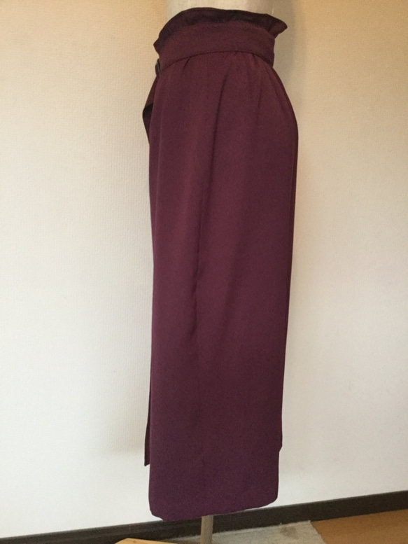 (値引き商品)   ワインレッドのペンシルライン、ロングタイトスカート 3枚目の画像