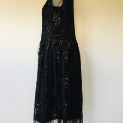 値下げ商品　　フォーマルにチュールレースのワンピースドレス 2枚目の画像