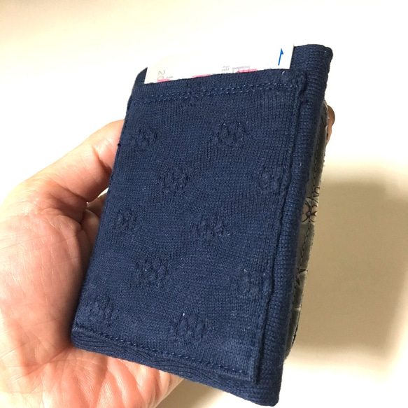 カードポケット付きニットの小銭入れ - ネイビー - 3枚目の画像