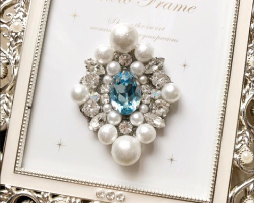 キラキラ♡ スワロフスキー ビジュー パール ブローチ overlarge