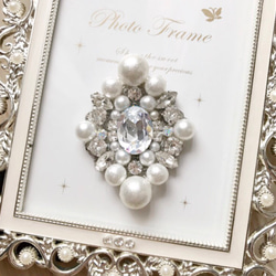 キラキラ♡ スワロフスキー ビジュー パール ブローチ overlarge